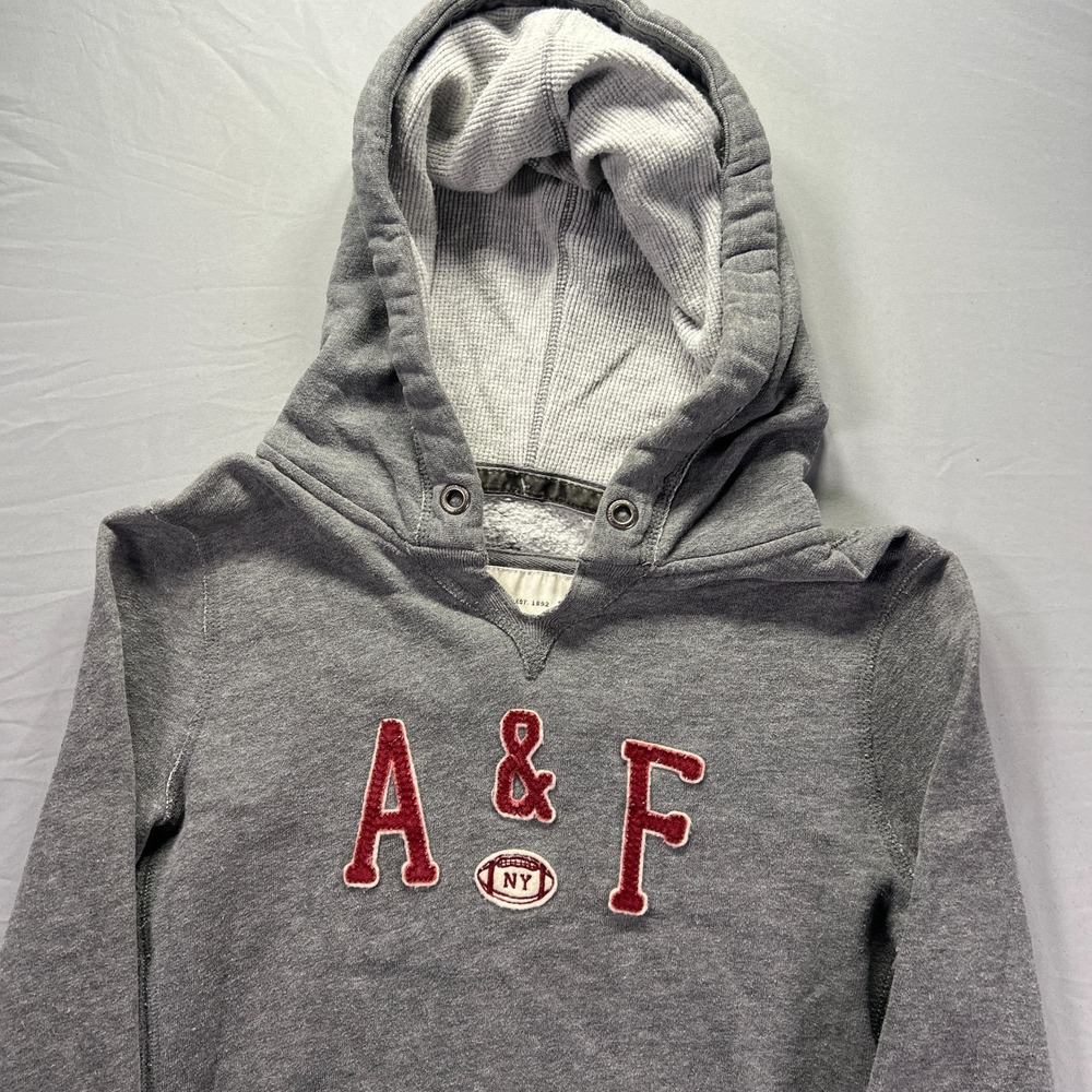 Abercrombie & Fitch Hoodie Womens Small Gray Cropped Fit Thermal Hood Football